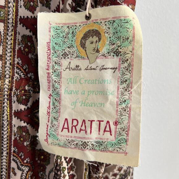 Aratta Silent Journey Duster Dress XL Sheer Brown Multicolor Boho - Picture 7 of 16
